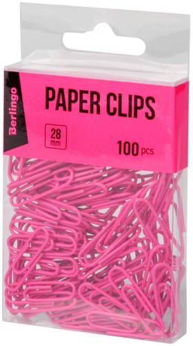 Spinacz Berlingo, 28mm, 100 sztuk, różowy