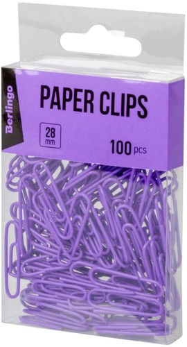 Spinacz Berlingo, 28mm, 100 sztuk, fioletowy