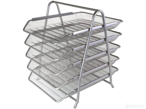 Półka na dokumenty Tres, druciana, 5 sztuk, srebrna
