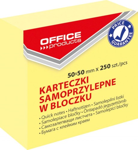 Notes samoprzylepny Office Products, 50x50mm, żółty, 250 kartek