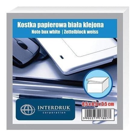 Notes kostka biała 8,5x8,5x35mm klejona Interdruk