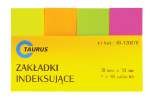Zakładki indeksujące 20x50mm Taurus, neon 4x40kartek