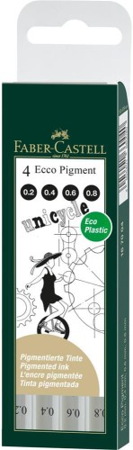 Cienkopis Faber Castell Ecco Pigment, 0,2, 0,4, 0,6, 0,8mm, czarny 