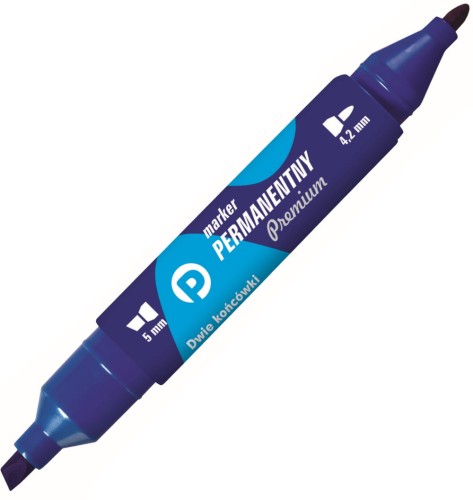 Marker permanentny Tetis KM502-N2, dwustronny, niebieski