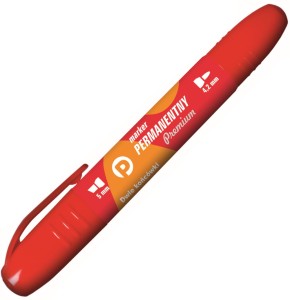 Marker permanentny Tetis KM502-C2, dwustronny, czerwony