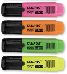 Zakreślacz Taurus XL-2019, 4 kolory