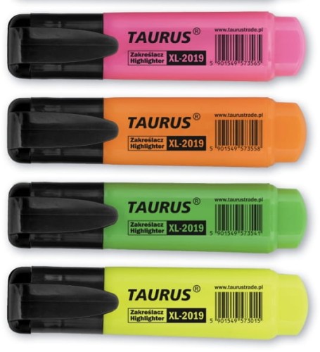Zakreślacz Taurus XL-2019, 4 kolory
