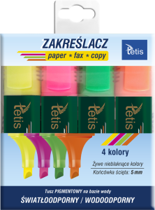 Zakreślacz Tetis KW015-M4, 4 kolory