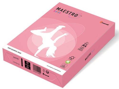 Papier kolorowy Maestro Color A-4 80g/m², 500 arkuszy, pastel róż flamingo (OPI74)
