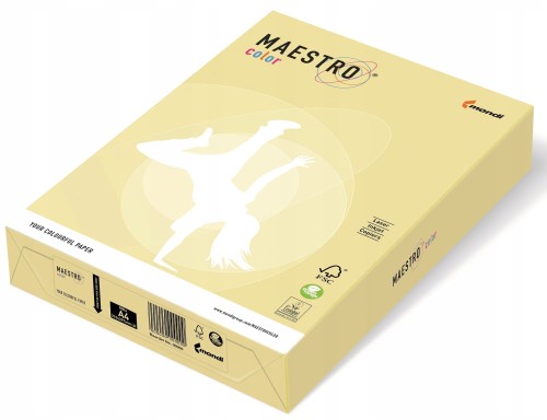 Papier kolorowy Maestro Color A-4 160g/m², 250 arkuszy, pastel jasny żółty (YE23)
