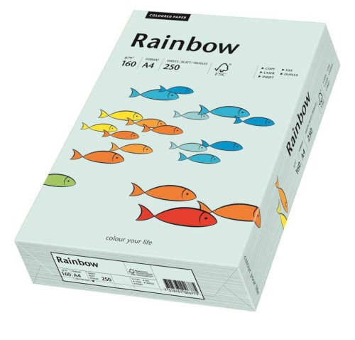 Papier kolorowy Rainbow A-4 160g/m², 250 arkuszy, jasny niebieski  (R82)