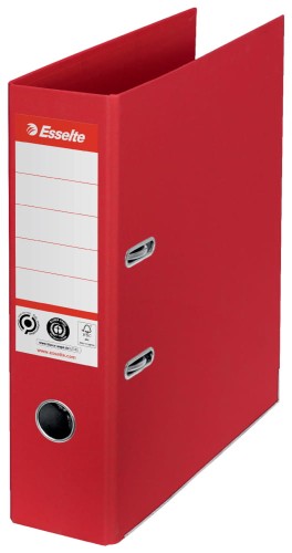 Segregator Esselte No.1 A4/75mm, karton w 100% z recyklingu, czerwony