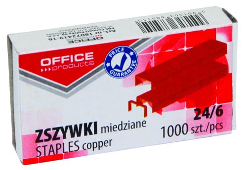 Zszywki Office 24/6, miedziowane, 1000 sztuk