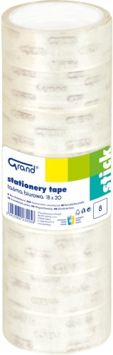 Taśma klejąca Grand  18mm x 20m, 8 sztuk, przezroczysta