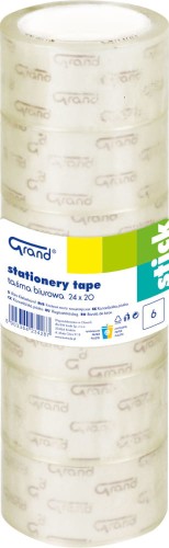 Taśma klejąca Grand 24mm x 20m, 6 sztuk, przezroczysta
