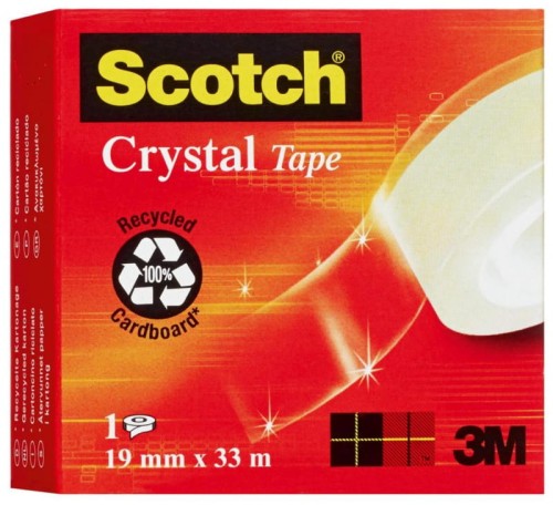 Taśma klejąca Scotch Crystal Clear 19mm x 33m, przezroczysta, w pudełku