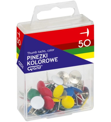 Pinezki Grand kolorowe, 50 sztuk