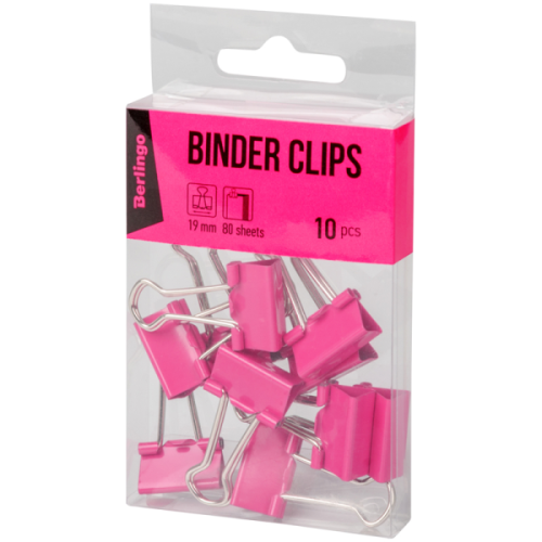 Klips biurowy Berlingo, 19 mm, 10 sztuk, różowy