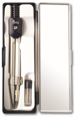 Cyrkiel szkolny Tetis metalowy w etui