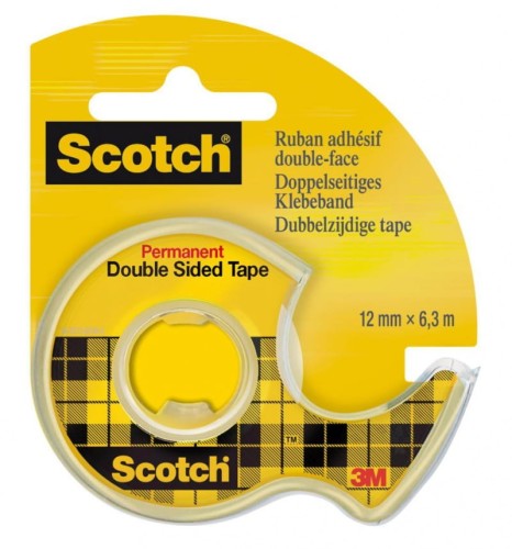 Taśma klejąca Scotch 12mm x 6,3m dwustronna, z dyspenserem