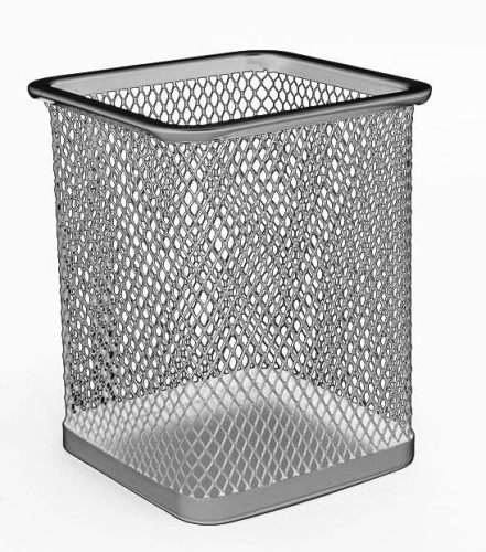 Kubek na długopisy Tres, srebrny, druciany