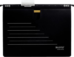 Skoroszyt zawieszany kartonowy Leitz, A-4, chowane haki i etykieta, czarny