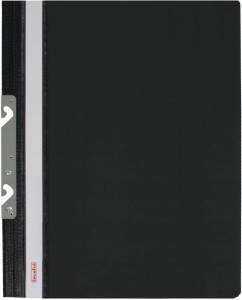 Skoroszyt plastikowy Biurfol wpinany,  A-4, z metalową listwą, czarny