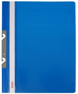Skoroszyt plastikowy Biurfol wpinany,  A-4, z metalową listwą, niebieski