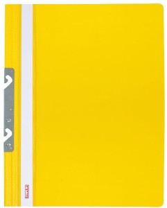 Skoroszyt plastikowy Biurfol wpinany,  A-4, z metalową listwą, żółty