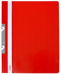 Skoroszyt plastikowy Biurfol wpinany,  A-4, z metalową listwą, czerwony