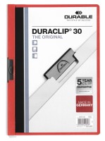 Skoroszyt zaciskowy Durable Duraclip, A-4, 30 kartek, czerwony