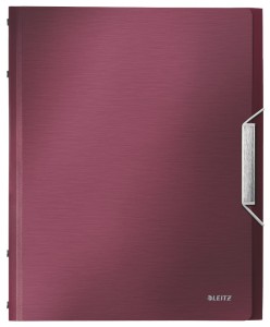 Teczka plastikowa z gumką Leitz Style 12 przekładek, bordowa