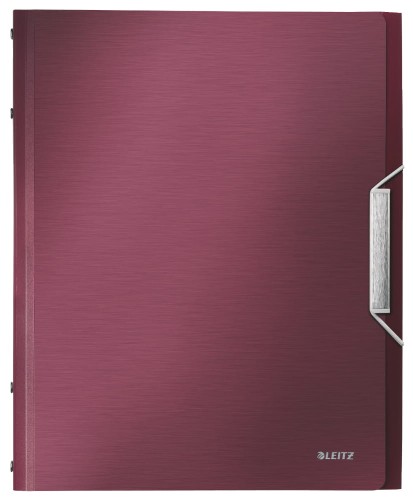 Teczka plastikowa z gumką Leitz Style 12 przekładek, bordowa