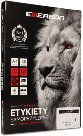 Etykieta samoprzylepna Emerson, A-4,  210x297mm, 100 arkuszy (1)
