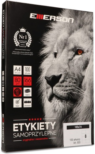 Etykieta samoprzylepna Emerson, A-4, 105x74mm, 100 arkuszy (8)