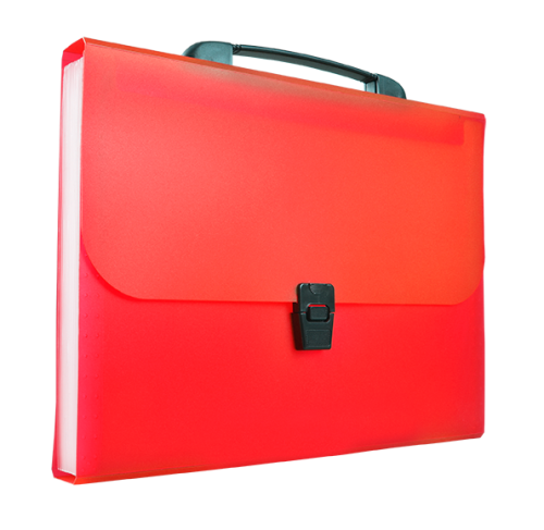 Teczka plastikowa z rączką Tetis, 13 przegródek, czerwona