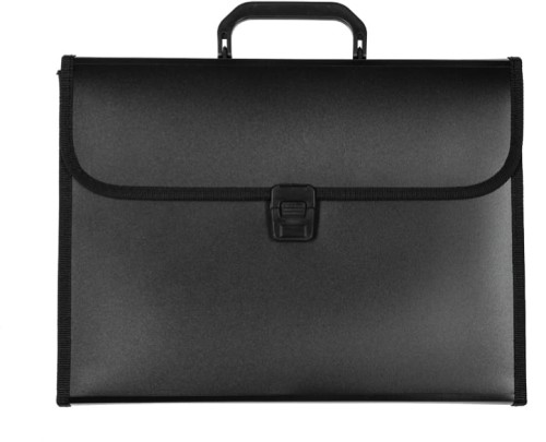 Teczka plastikowa z rączką Taurus, 12 przegródek, czarna