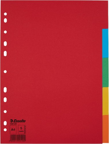 Przekładki kartonowe Esselte A-4, 5 przekładek