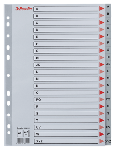 Przekładki plastikowe Esselte A-4, A-Z przekładek