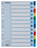 Przekładki plastikowe Esselte, A-4, 12 przekładek