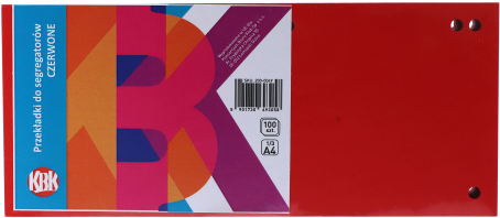 Przekładki kartonowe KBK, czerwone 1/3 A-4, 100 przekładek