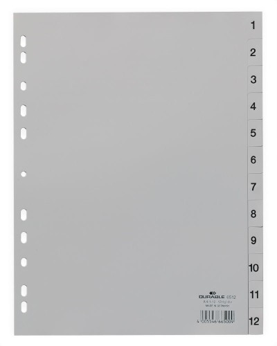 Przekładki plastikowe Durable,  A-4 , 12 przekładek