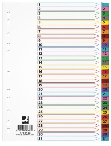  Przekładki kartonowe Q-Connect, A-4, 31 przekładek