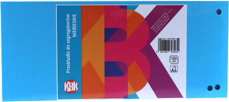 Przekładki kartonowe KBK, niebieskie 1/3 A-4, 100 przekładek