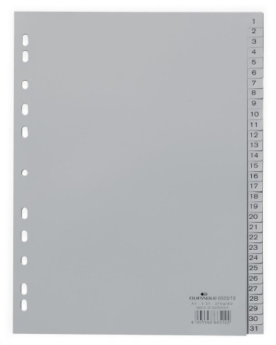 Przekładki plastikowe Durable, A-4 , 31 przekładek