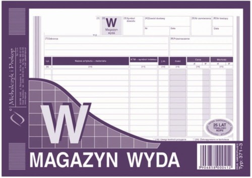 Dowód W Magazyn wyda /371-3