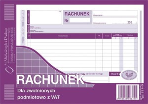Rachunek dla zwolnionych z VAT  (poziom) /231-3