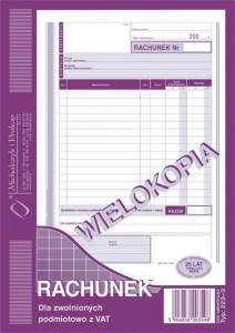 Rachunek dla zwolnionych z VAT  wielokopia /223-3