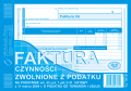 Faktura czynności zwolnione z podatku od towarów i usług  /198-3