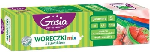 Woreczki śniadaniowe Gosia z suwakiem 3 rozmiary, 12 sztuk